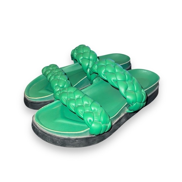 Pieces Vegan Braided Green Leather Sandals Size 40 women’s (size 9) - Picture 3 of 4
